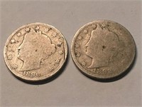 1890 and 1892 Liberty V Nickel
