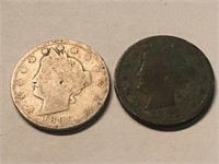 1891 and 1892 Liberty V Nickel