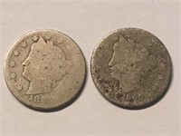 1883 and 1890 Liberty V Nickel