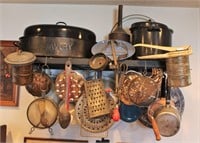 Hanging Dish Rack with Antique Utensils