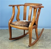 Oak Rocking Chair with Cowhide Cover C. 1910