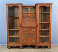 Oak Double Bookcase Secretary C. 1900
