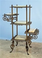 Victorian Brass & Onyx 5 Tiered Etagere