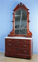 Victorian Renaissance Walnut Dresser W/ Marble Top