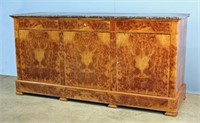 20th C. Charles X Style Marble Top Burl Sideboard