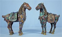 Pair of 19th Century Chinese Cloisonne Horses