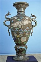 Meiji Period Japanese Champleve Dragon Vase