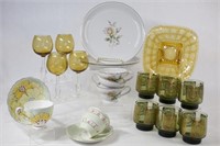 Mid Century Glassware, Plates & China Tea Cups