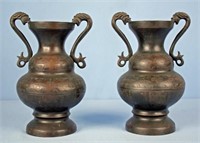 Pair C. 1920 Chinese Republic Bronze Vases