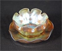 Louis C. Tiffany Favrile Finger Bowl and Saucer