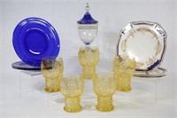 Embossed Glassware, Plates & Lidded Candy Dish