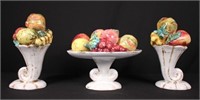 Three Pcs. Italian Capodimonte Fruit Garniture Set