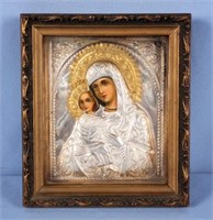 19th Century Russian Silver Icon Mother of God