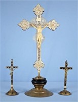 Three Crucifixes Mother Pearl 15.5" High & 2 Small