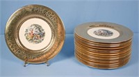 18 Royal China 22K Gold Encrusted Cabinet Plates