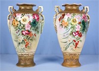 Pair of Royal Nippon Satsuma Hand Painted Vases