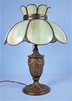 Neo Classical Style Lamp w/ Stained Glass Shade