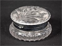 Etched Crystal Powder Dish w/ Silver Plate Mounts