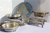 Silver Plate Footed Serving Dishes, Inserts &
