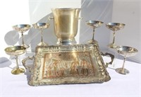 Silver Plate Champagne Bucket, Stemware Glasses