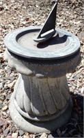 Conrete Pedestal & Metal Sailboat Garden Sundial