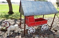Yard Decor Horse Wagon & Shelter