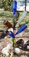 Iron Bottle Tree with Glass Bottles