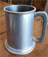 English Pewter Mug, Glass Bottom, Marked