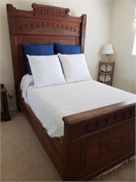Full Size Antique Bed Headboard/ Footboard, Rails