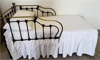 Antique Cast Iron Child's Bed W/ Custom- Mattress