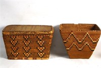 Two Salish rectangular baskets