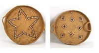 Two Salish Basketry Gambling Trays with handles