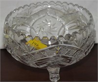 3 FOOTED CUT GLASS BOWL