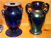 Imperial blue glass vase & blue glass vase