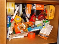 Assorted tape & super glue box lot - some items