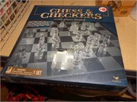 Chess & checkers w/ glass board - new in box