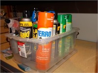 Assorted cans of bug spray - Raid, etc in plastic