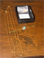 2 Chain necklaces 18" & 22" - marked 925 & 1 clip