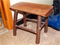 Rustic wood foot stool 7 1/2" D x 13" W