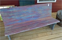 Primative painted pew style bench