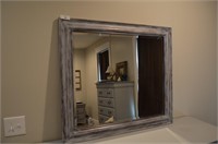Grey painted beveled mirror