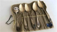 5 STERLING TEA SPOONS WITH ANTI TARNISH STORAGE
