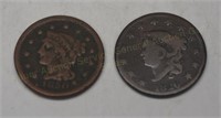 2 U.S. Large Pennies: 1826 & 1850