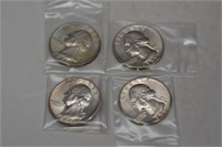 4 - 1955p BU Washington Silver Quarters