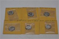 2 Sets, 6 Silver Dimes: 1955p,d,s all BU