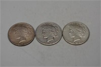3 Nice Peace Silver Dollars 1922,23,26