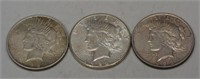 3 Peace Silver Dollars 2 -1922, 1923