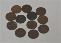 12 Indian Head Pennies Back to 1883