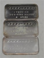 3 - .999 Silver 1oz Englehard Bars
