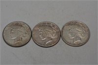 3 Nice Peace Silver Dollars 1922, 23, 26